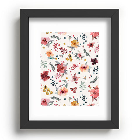 Ninola Design Autumn floral Red holiday Recessed Framing Rectangle