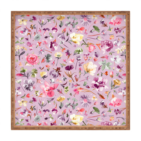 Ninola Design Blooming flowers lilac Square Tray