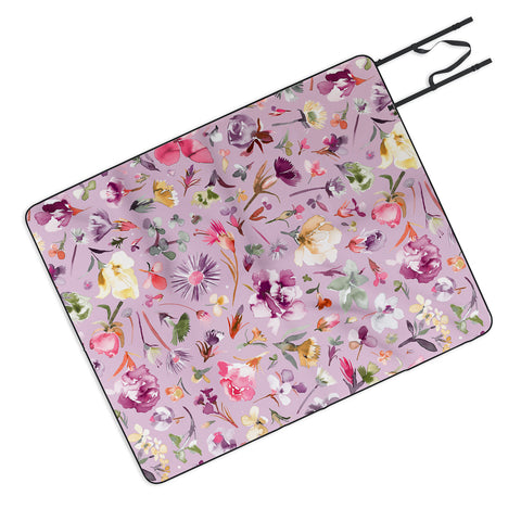 Ninola Design Blooming flowers lilac Picnic Blanket