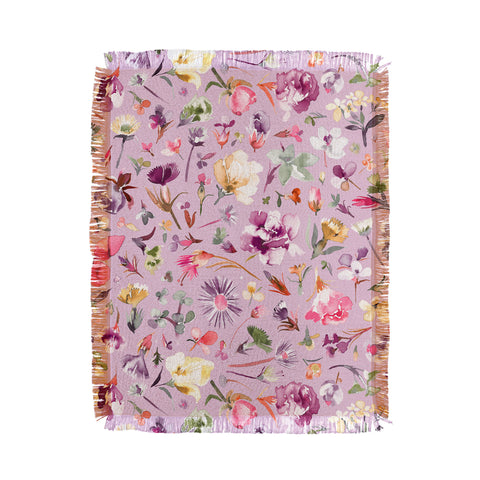 Ninola Design Blooming flowers lilac Throw Blanket
