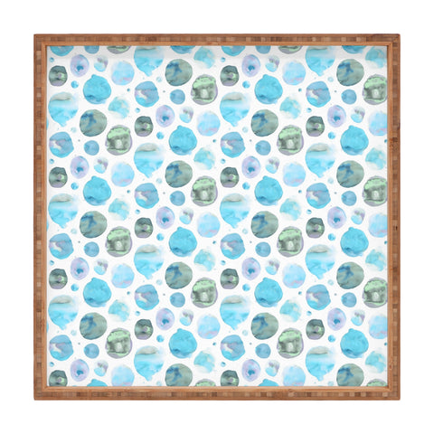Ninola Design Blue Watercolor Polka Dots Square Tray