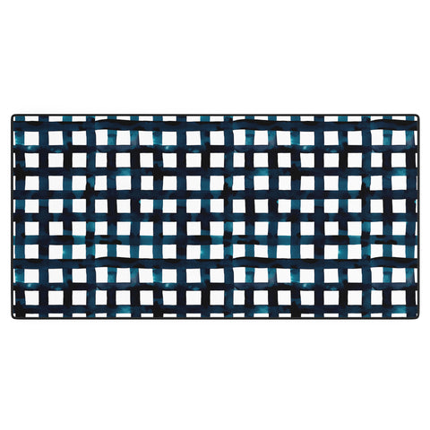 Ninola Design Bold grid plaids Navy Desk Mat