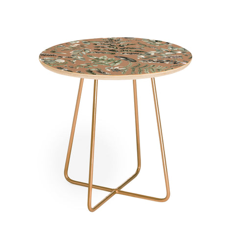 Ninola Design Botanical plants Gold green Round Side Table