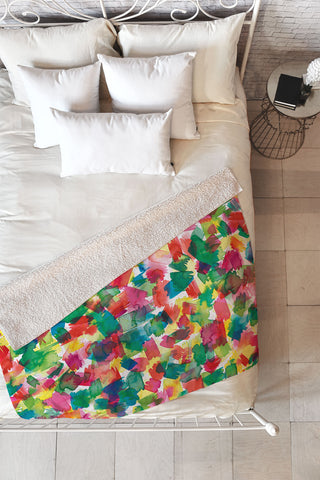 Ninola Design Brushstrokes Spring Colors Fleece Throw Blanket