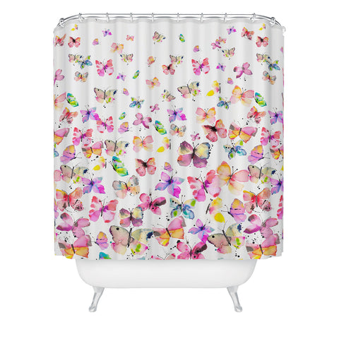 Ninola Design Butterflies watercolor gradation Shower Curtain