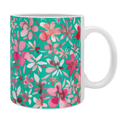 Ninola Design Colorful Flower Petals Green Coffee Mug