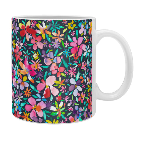 Ninola Design Colorful Flower Petals Navy Coffee Mug