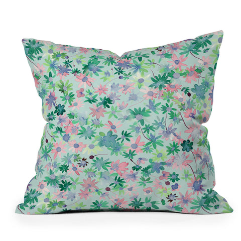 Ninola Design Daisies Spring Green Throw Pillow