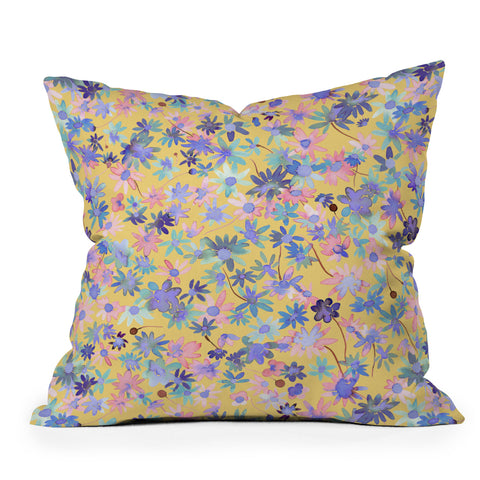Ninola Design Daisies Spring Yellow Throw Pillow