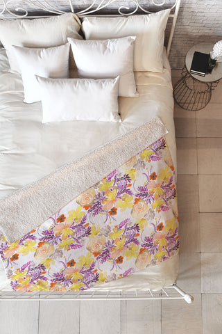 Ninola Design Flowers sweet bloom yellow Fleece Throw Blanket