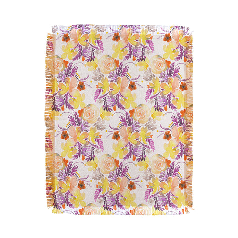 Ninola Design Flowers sweet bloom yellow Throw Blanket