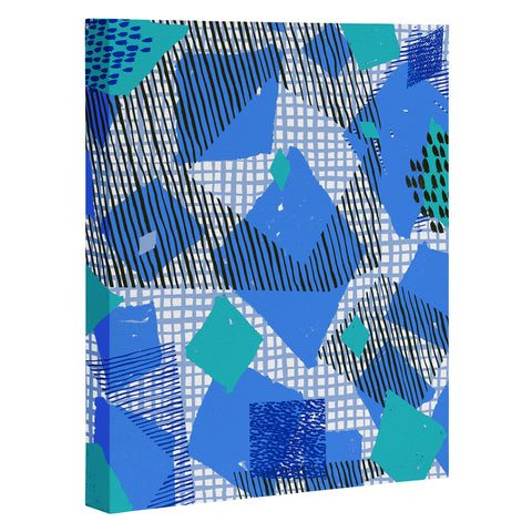 Ninola Design Geometric patches blue Art Canvas