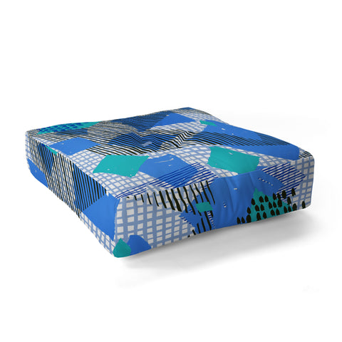 Ninola Design Geometric patches blue Floor Pillow Square