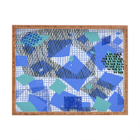 Ninola Design Geometric patches blue Rectangular Tray