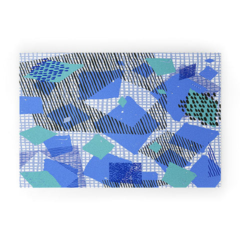 Ninola Design Geometric patches blue Welcome Mat