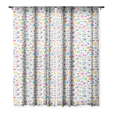 Ninola Design Happy colorful fishes Sheer Window Curtain