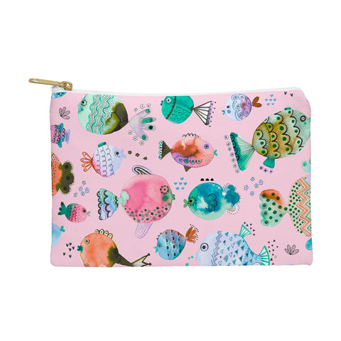 Ninola Design Happy Colorful Fishes Pink Pouch