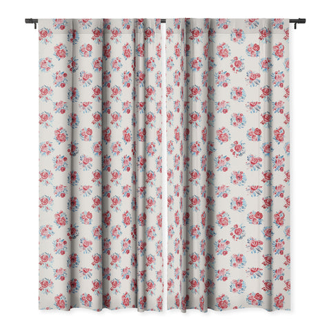 Ninola Design Holiday roses bouquet red Blackout Window Curtain