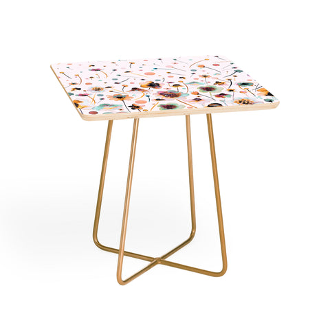 Ninola Design Ink Flowers Ombre Sunshine Side Table