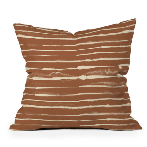 Ninola Design Ink stripes terracota Throw Pillow