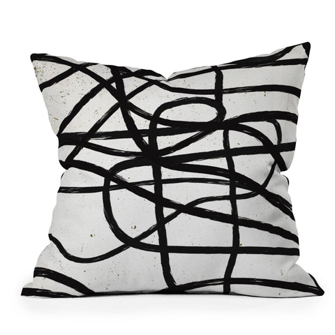 Ninola Design Japandi Minimal Black Marker Throw Pillow
