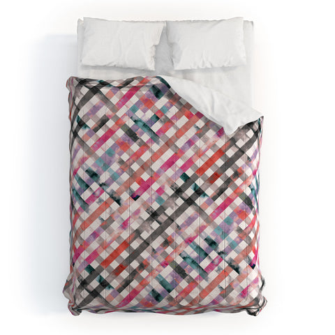 Ninola Design Love Gingham Squares Watercolor Comforter