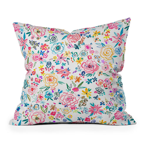 Ninola Design Matisse scribble flowers Multicolored Throw Pillow