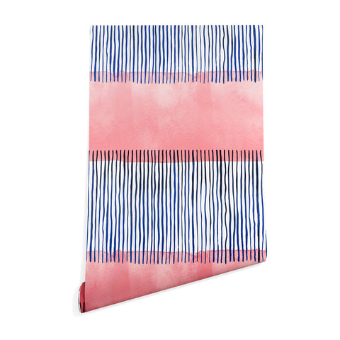 Ninola Design Minimal stripes pink Wallpaper