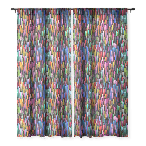 Ninola Design Modern colorful brushstrokes painting stripes Sheer Window Curtain