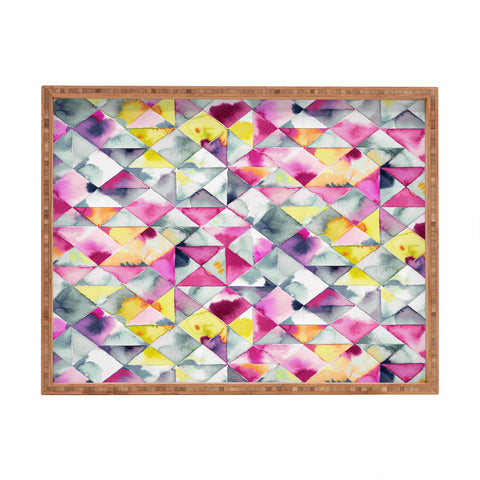 Ninola Design Moody Triangles Pink Rectangular Tray