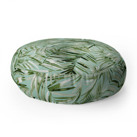 Ninola Design Palms branches soft green Floor Pillow Round
