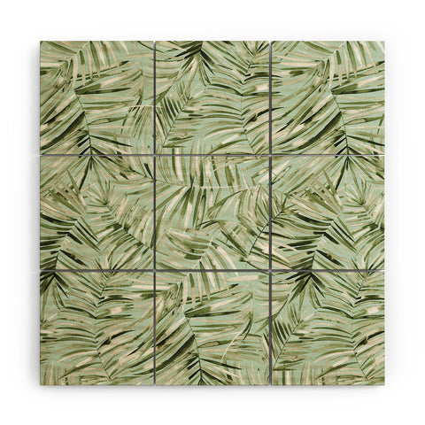 Ninola Design Palms branches soft green Wood Wall Mural