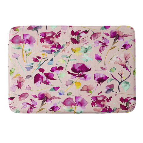 Ninola Design Pink botanical watercolor Memory Foam Bath Mat
