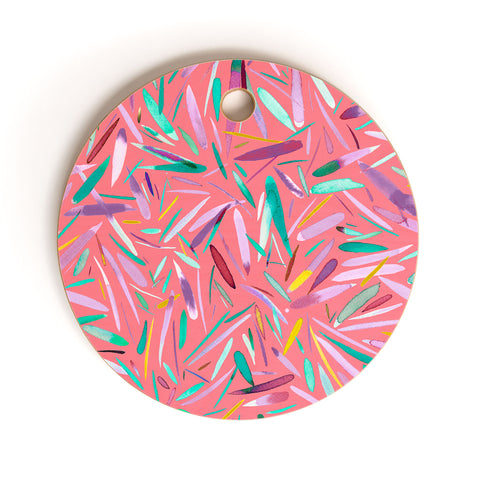 Ninola Design Pink rain stripes abstract Cutting Board Round