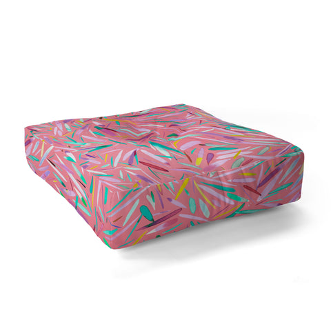 Ninola Design Pink rain stripes abstract Floor Pillow Square