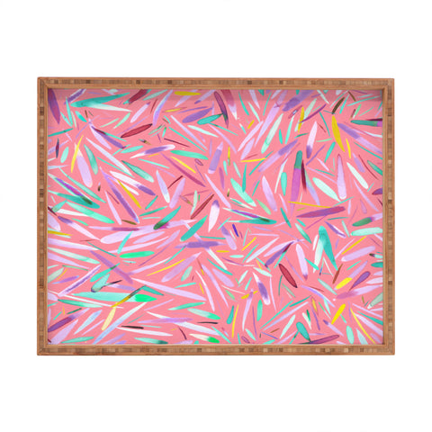 Ninola Design Pink rain stripes abstract Rectangular Tray