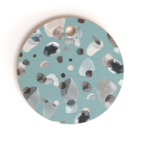 Ninola Design Playful organic shapes Moody blue Cutting Board Round