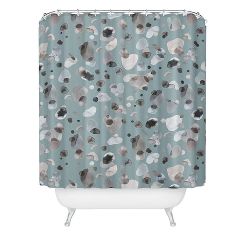 Ninola Design Playful organic shapes Moody blue Shower Curtain