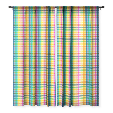 Ninola Design Rainbow Spring Gingham Sheer Window Curtain