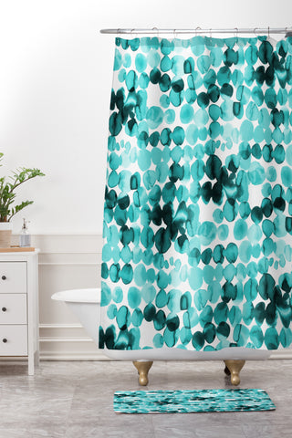 Ninola Design Relaxing Ink Bleeding Dots Shower Curtain And Mat