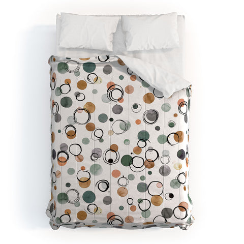 Ninola Design Scribble dots Gold green Comforter