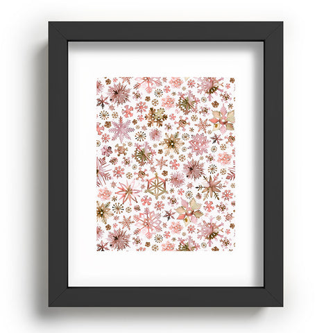 Ninola Design Snowflakes watercolor Pink Recessed Framing Rectangle