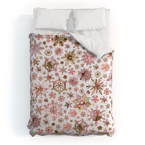 Ninola Design Snowflakes watercolor Pink Comforter