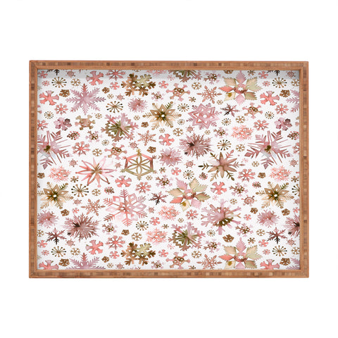 Ninola Design Snowflakes watercolor Pink Rectangular Tray