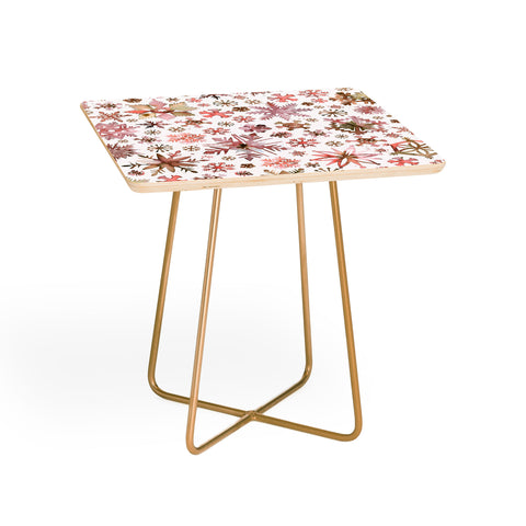 Ninola Design Snowflakes watercolor Pink Side Table