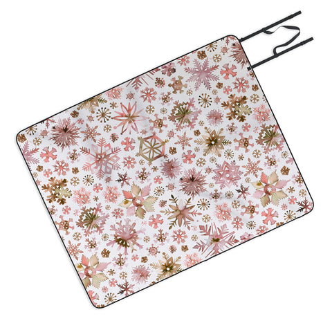 Ninola Design Snowflakes watercolor Pink Picnic Blanket