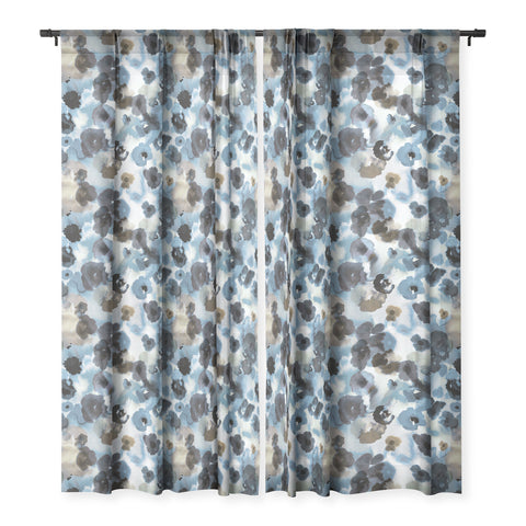 Ninola Design Textural Flowers Abstract Sheer Window Curtain