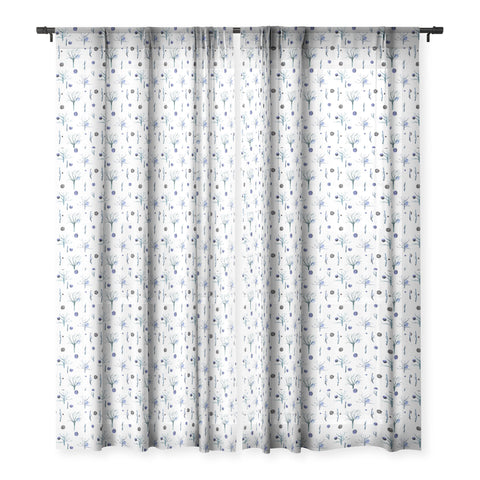 Ninola Design Trees branches Blue Sheer Window Curtain