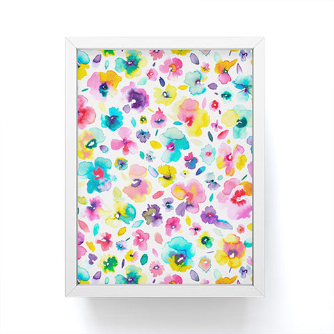 Ninola Design Tropical Flowers Watercolor Framed Mini Art Print
