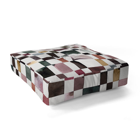 Ninola Design Watercolor checker Company is coming Floor Pillow Square